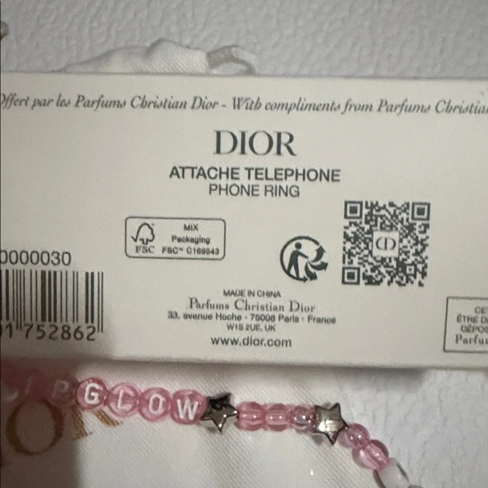 Dior Pink and Silver Beaded phone charm